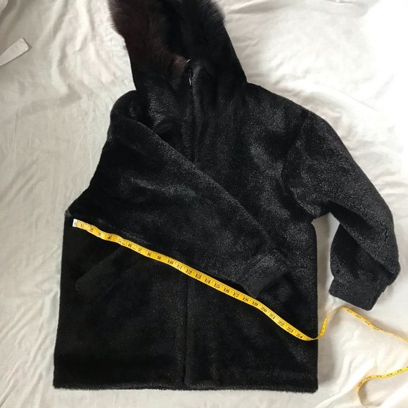 Vintage Charles Klein Black Faux Fur Hooded Jacket - Picture 11 of 15